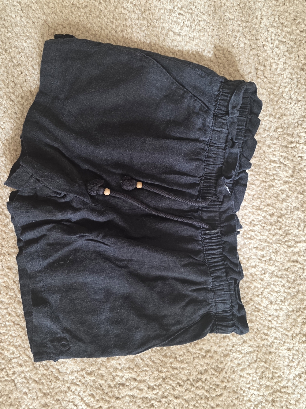 Hang Ten Black High-Waist Ruffle Drawstring Shorts